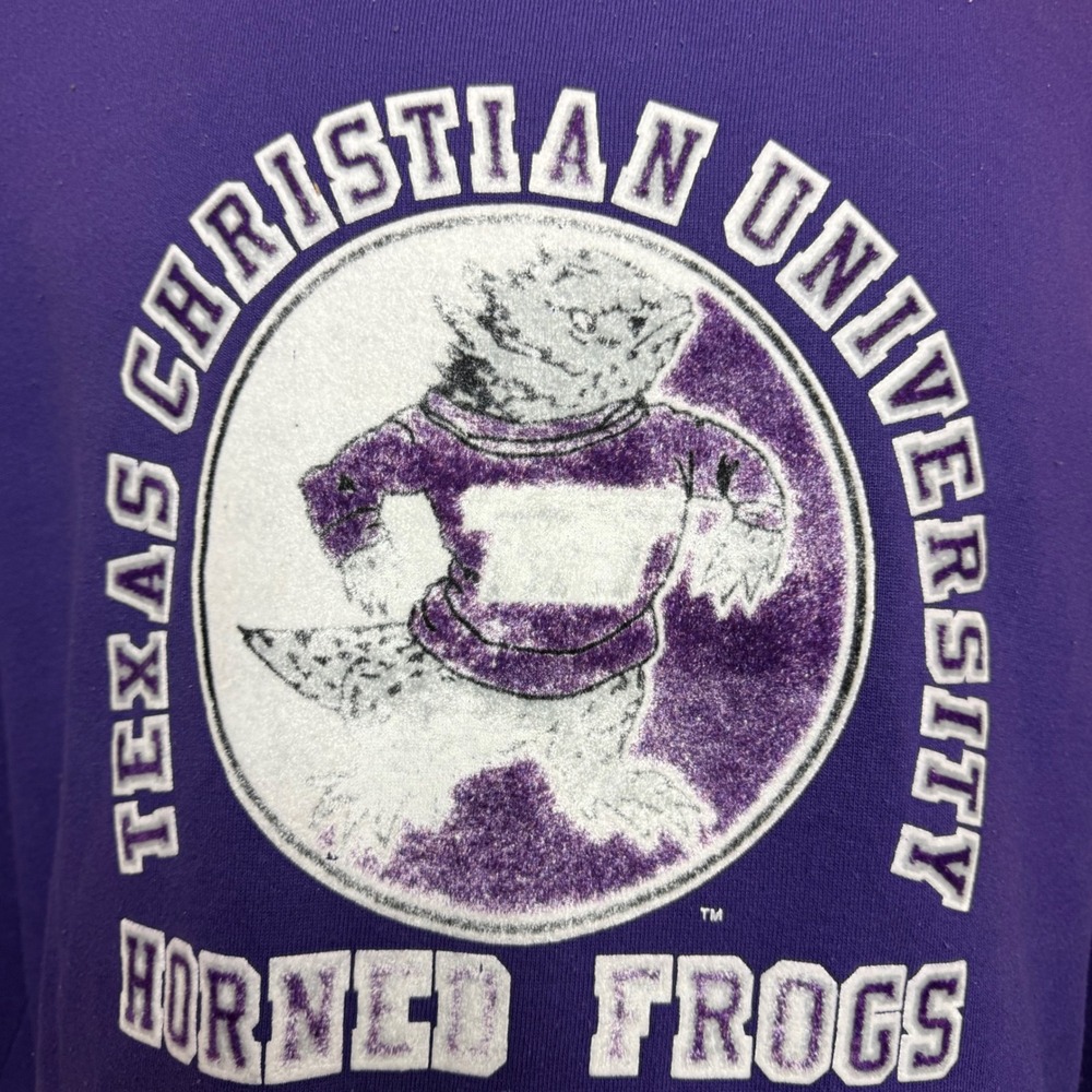 Vintage 90s Texas Christian University TCU Horned Frogs NCAA Crewneck Sz XL - Picture 2 of 6